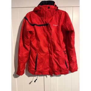 Columbia Women's Red Dot Pattern Omni Shield Hooded Jacket Coat Size Small